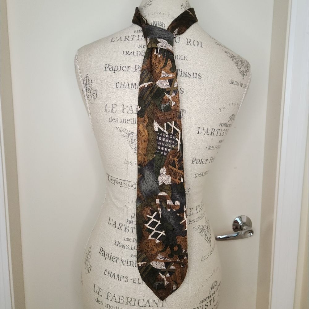 90s Abstract Silk Tie Bill Blass